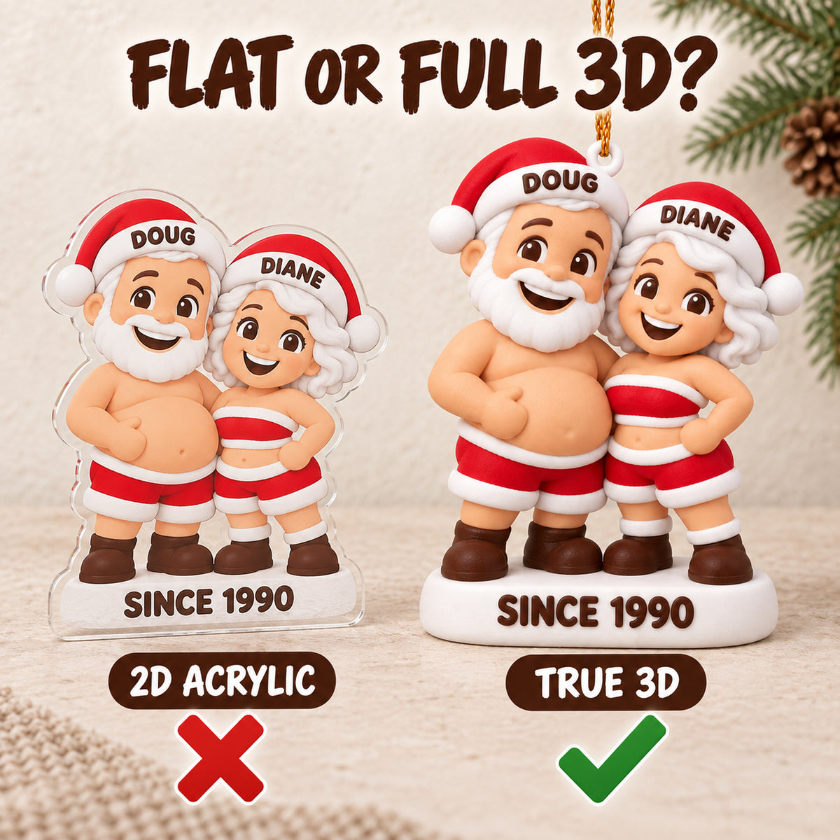 Personalized Growing Old Together 3D Ornament - Custom Christmas Keepsake - image 3