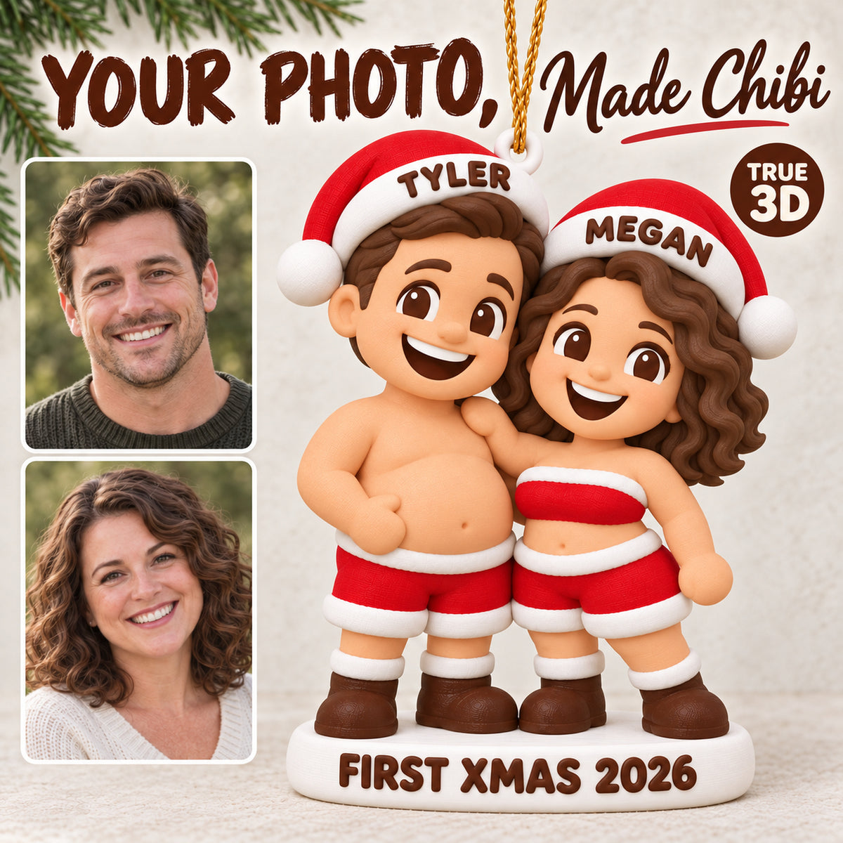 Personalized First Christmas 3D Ornament - Custom Christmas Keepsake - image 1