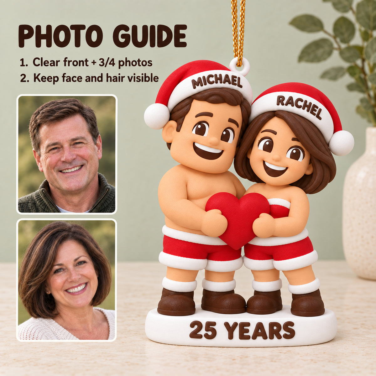 Personalized 25th Anniversary 3D Ornament - Custom Christmas Keepsake - image 2