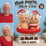 Personalized Beach Santa 3D Ornament - Custom Christmas Keepsake - image 1