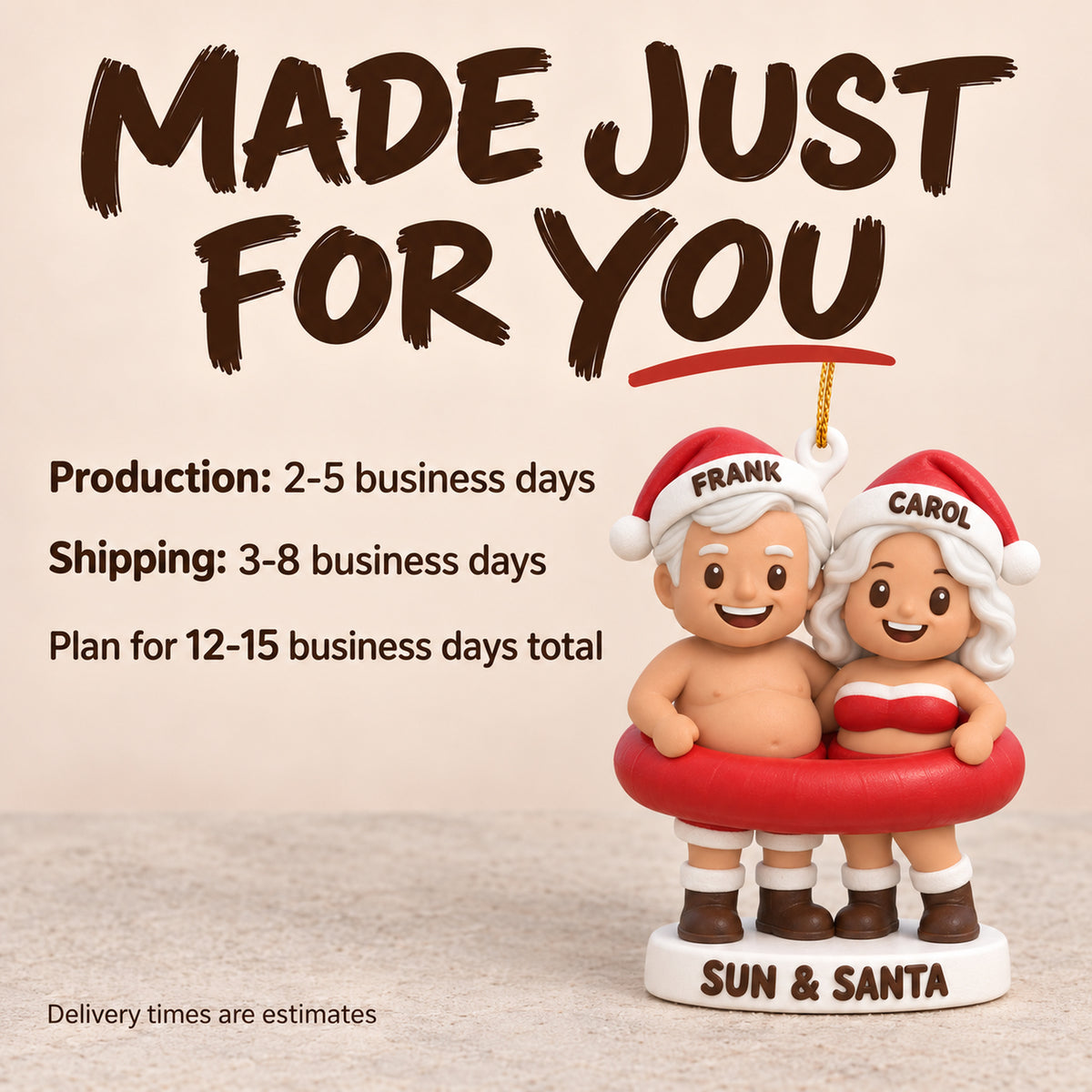Personalized Beach Santa 3D Ornament - Custom Christmas Keepsake - image 9