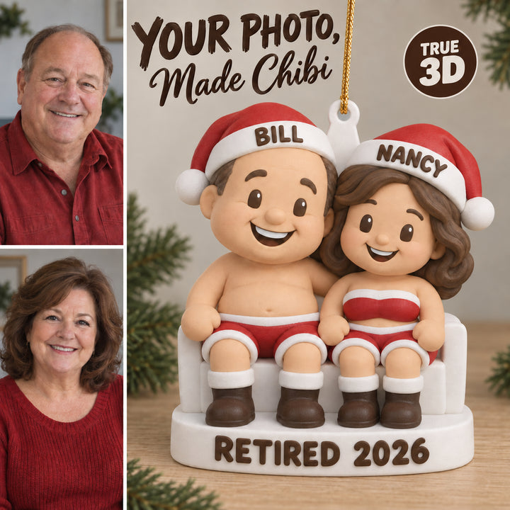 Personalized Retired Together 3D Ornament - Custom Christmas Keepsake - image 1