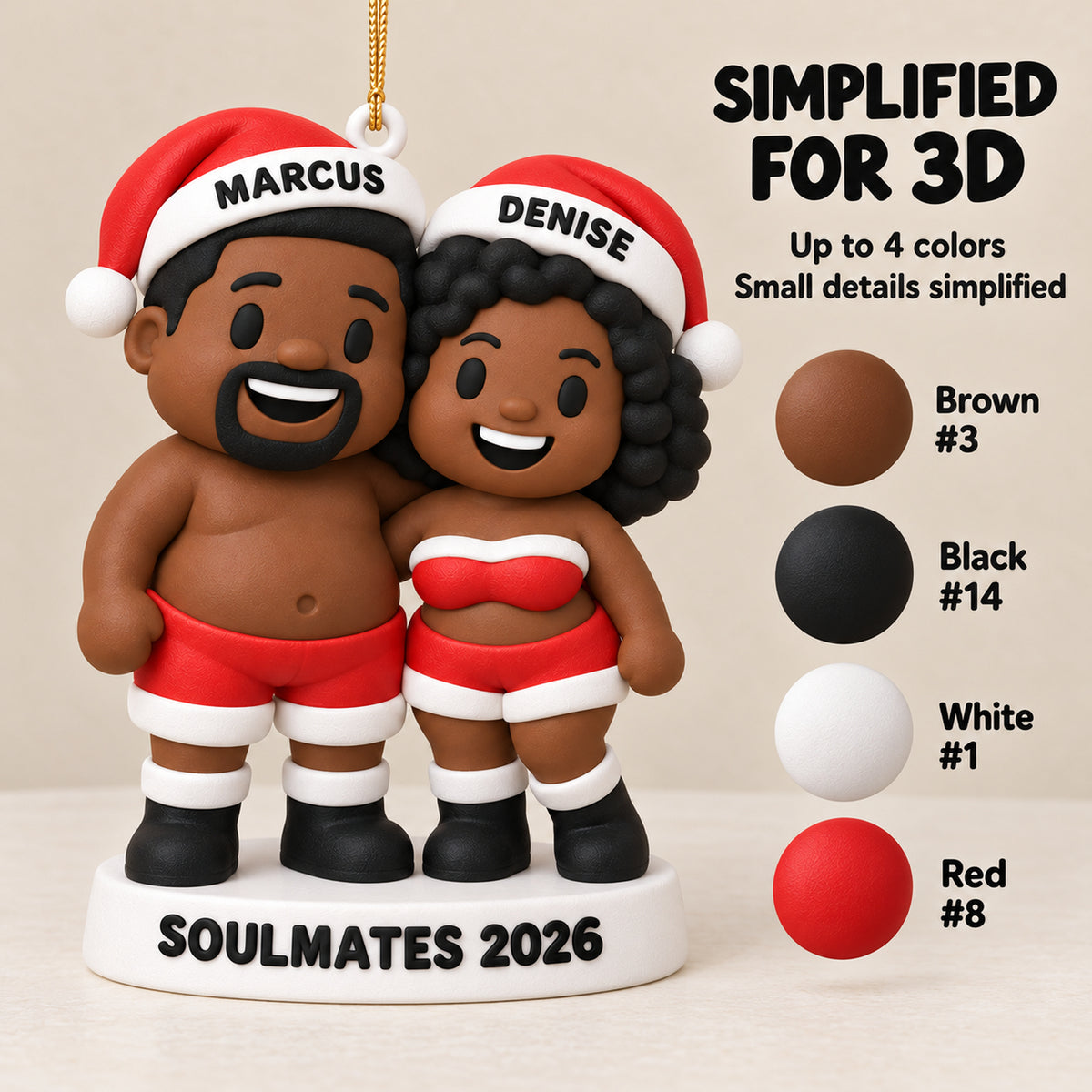 Personalized Soulmates 3D Ornament - Custom Christmas Keepsake - image 4