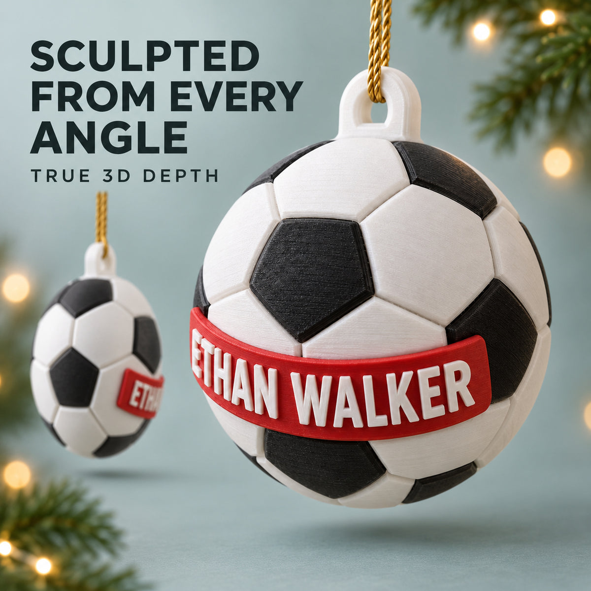 Personalized Soccer Ball 3D Ornament - Custom Christmas Keepsake - image 4