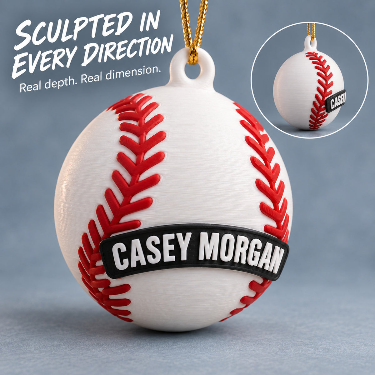 Personalized Baseball 3D Ornament - Custom Christmas Keepsake - image 4
