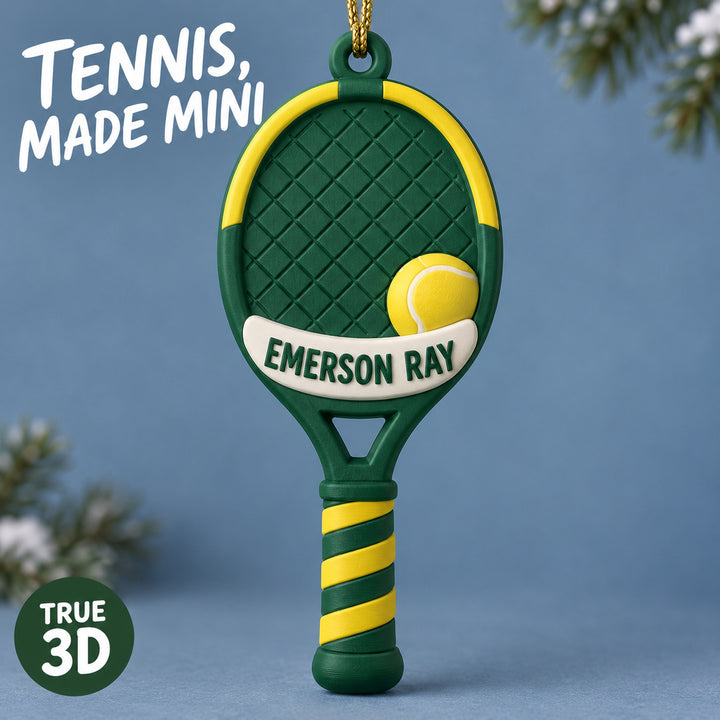 Personalized Tennis Racket 3D Ornament - Custom Christmas Keepsake - image 1