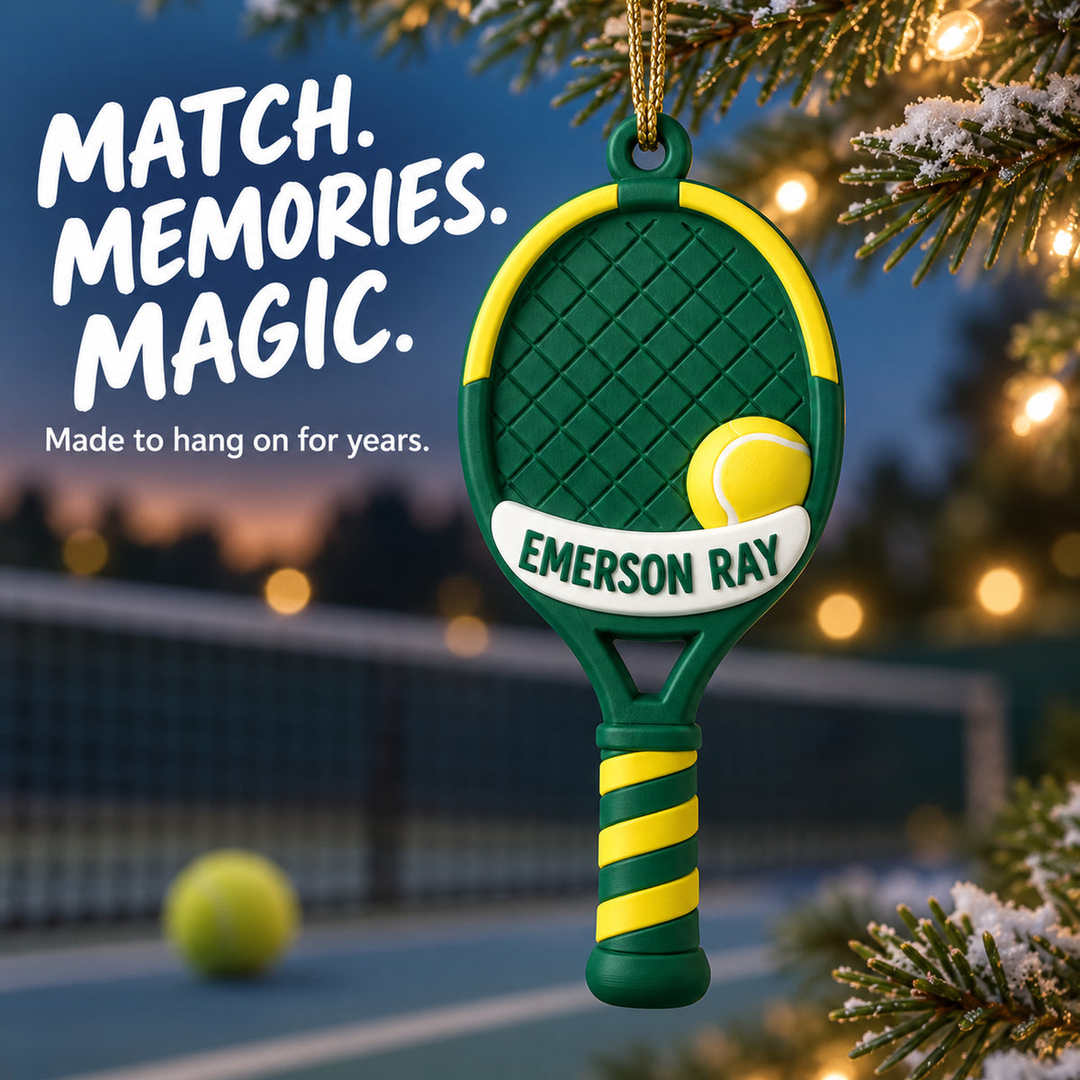 Personalized Tennis Racket 3D Ornament - Custom Christmas Keepsake - image 9