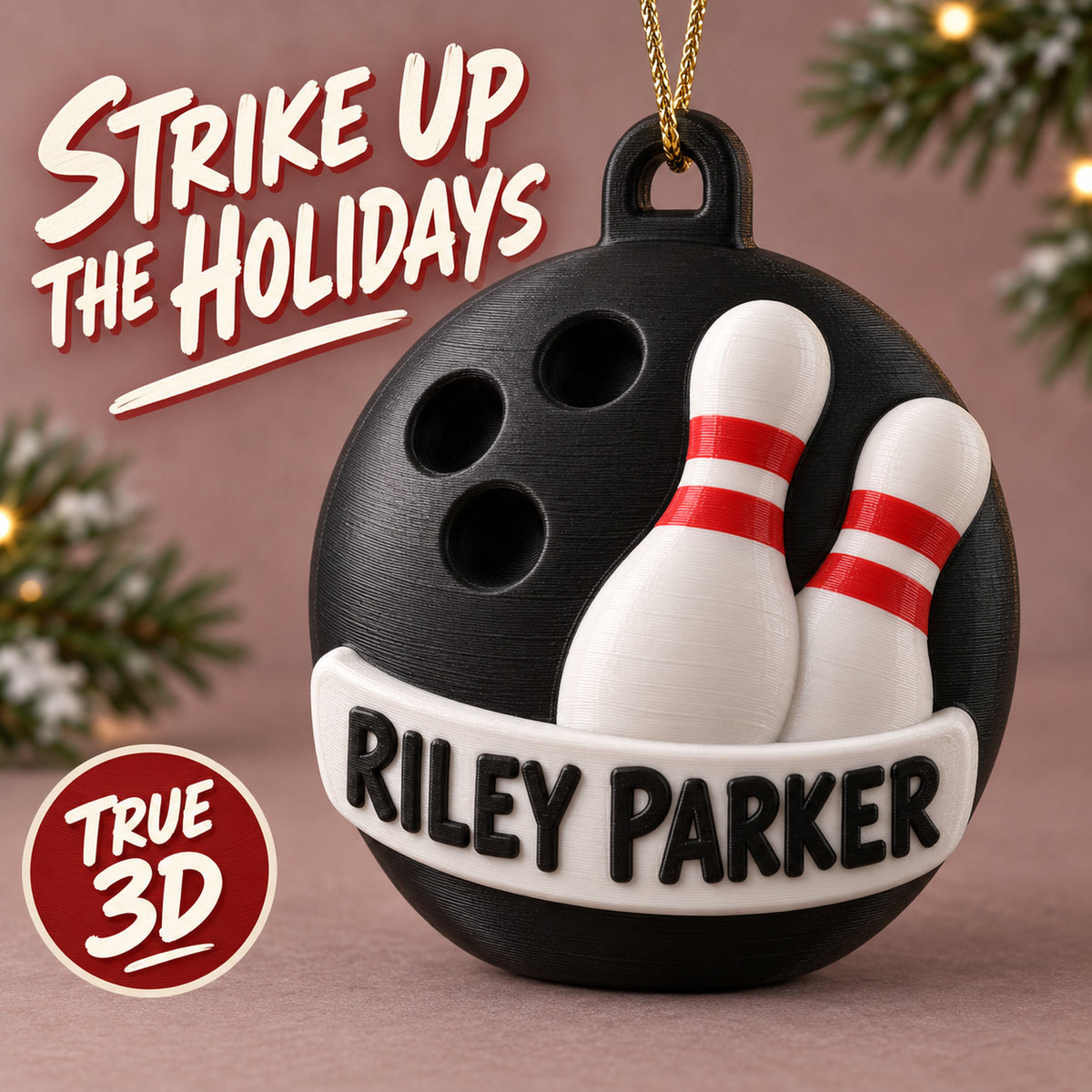 Personalized Bowling 3D Ornament - Custom Christmas Keepsake - image 1