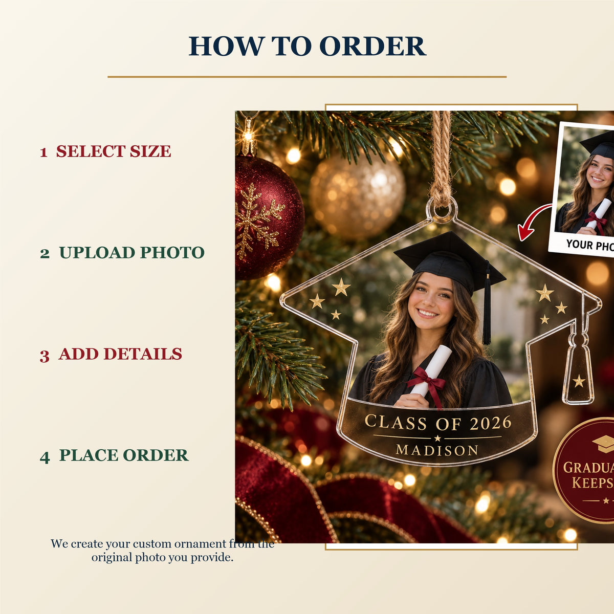 Personalized Graduation Acrylic Ornament - Custom Photo Keepsake - image 4