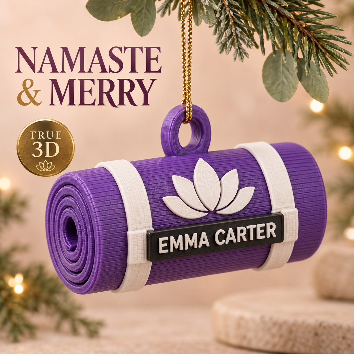 Personalized Yoga Mat 3D Ornament - Custom Christmas Keepsake - image 1