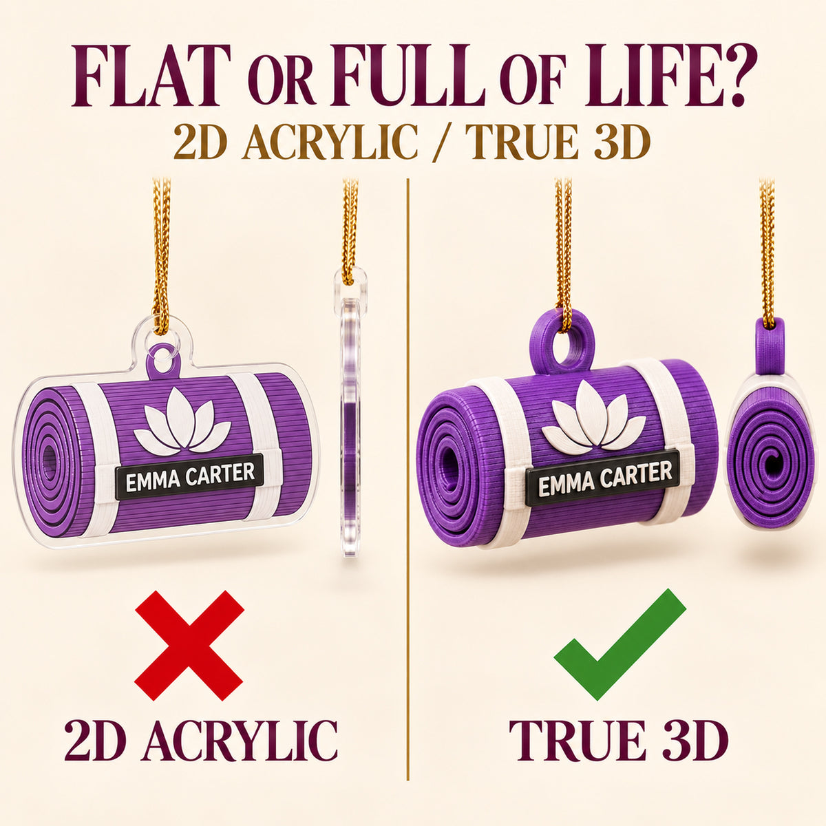 Personalized Yoga Mat 3D Ornament - Custom Christmas Keepsake - image 3