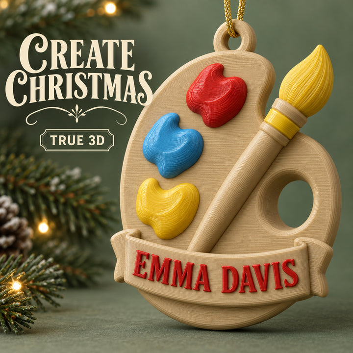 Personalized Artist Palette 3D Ornament - Custom Christmas Keepsake - image 1