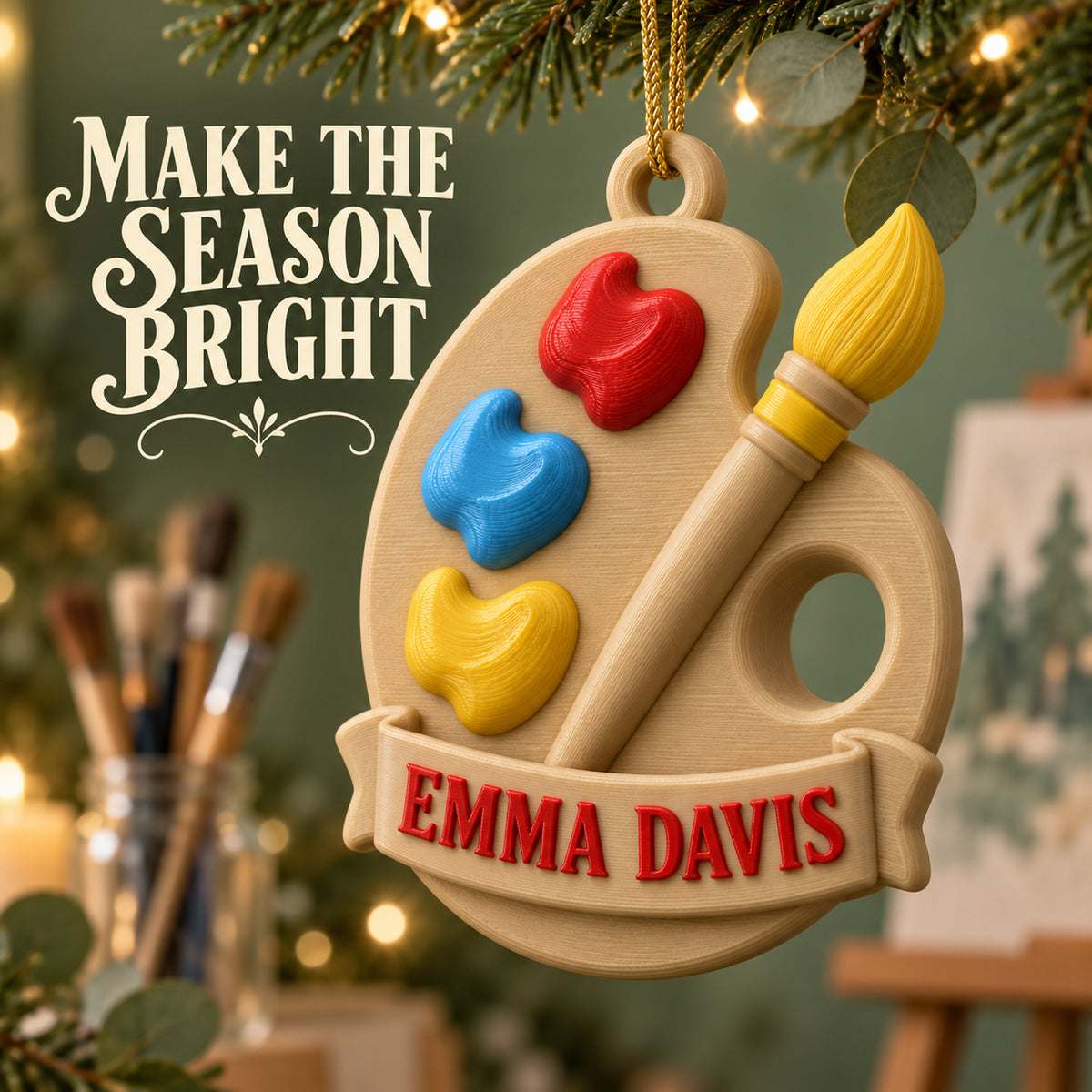 Personalized Artist Palette 3D Ornament - Custom Christmas Keepsake - image 2