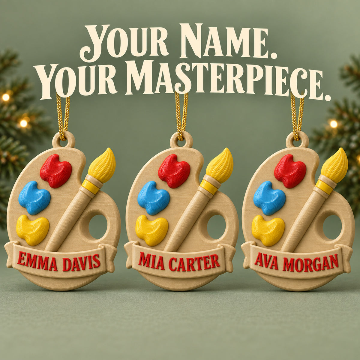 Personalized Artist Palette 3D Ornament - Custom Christmas Keepsake - image 7