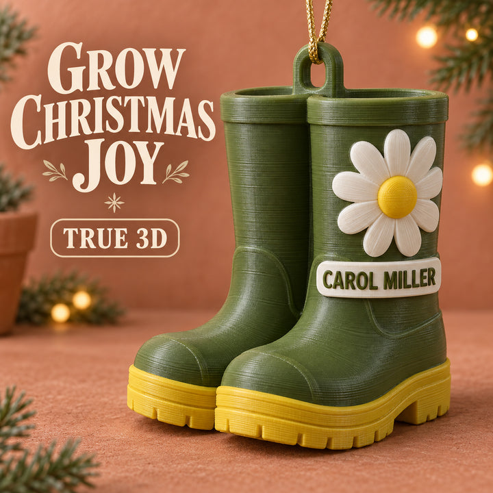 Personalized Gardening Boots 3D Ornament - Custom Christmas Keepsake - image 1