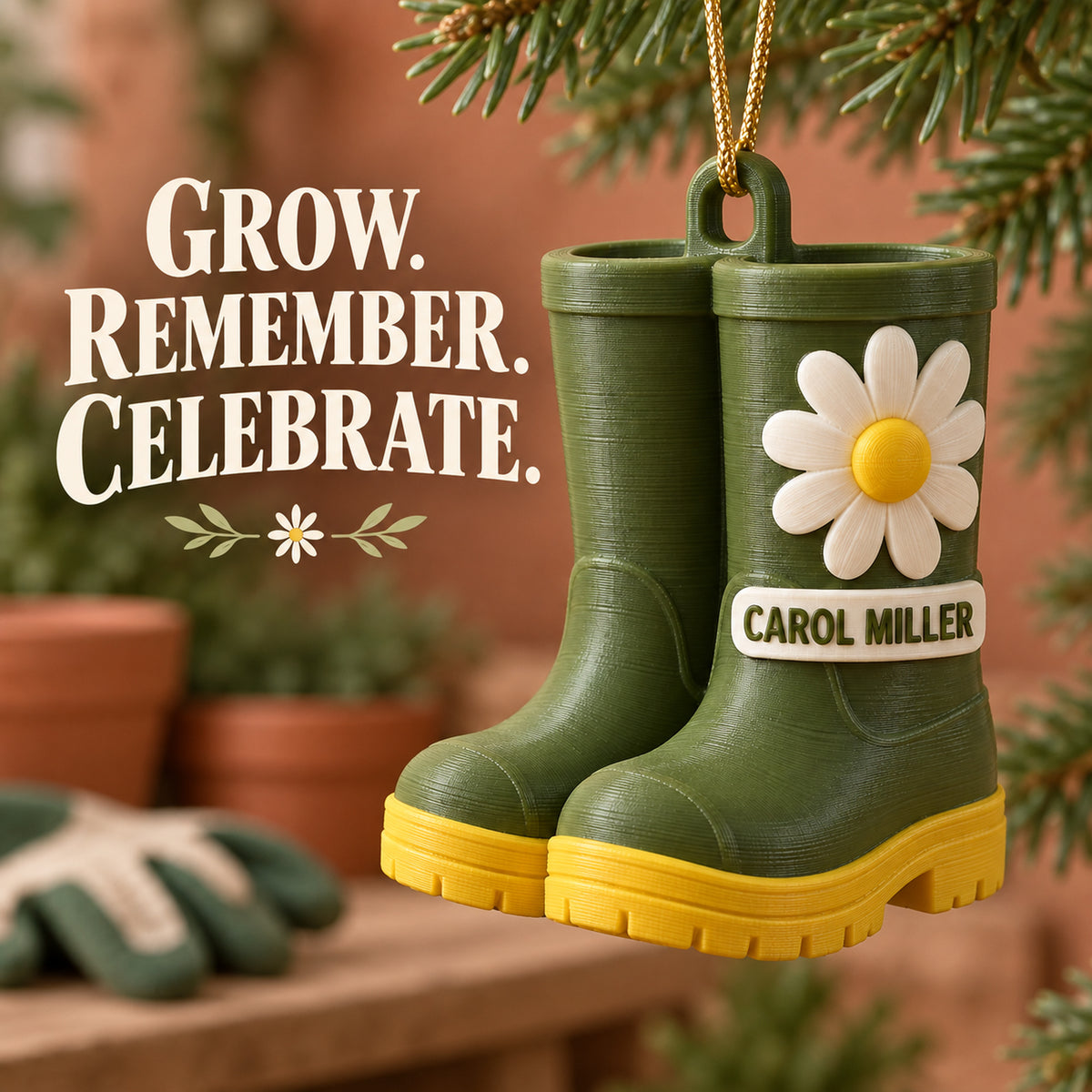 Personalized Gardening Boots 3D Ornament - Custom Christmas Keepsake - image 9