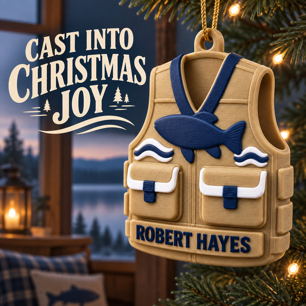 Personalized Fishing Vest 3D Ornament - Custom Christmas Keepsake - image 2