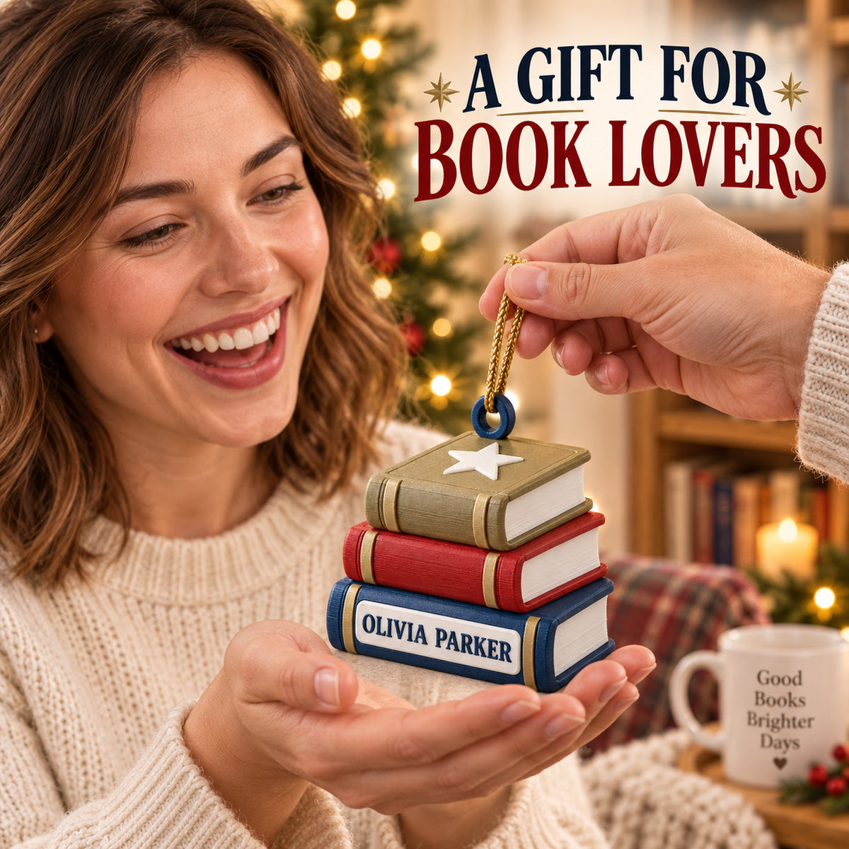 Personalized Book Stack 3D Ornament - Custom Christmas Keepsake - image 8