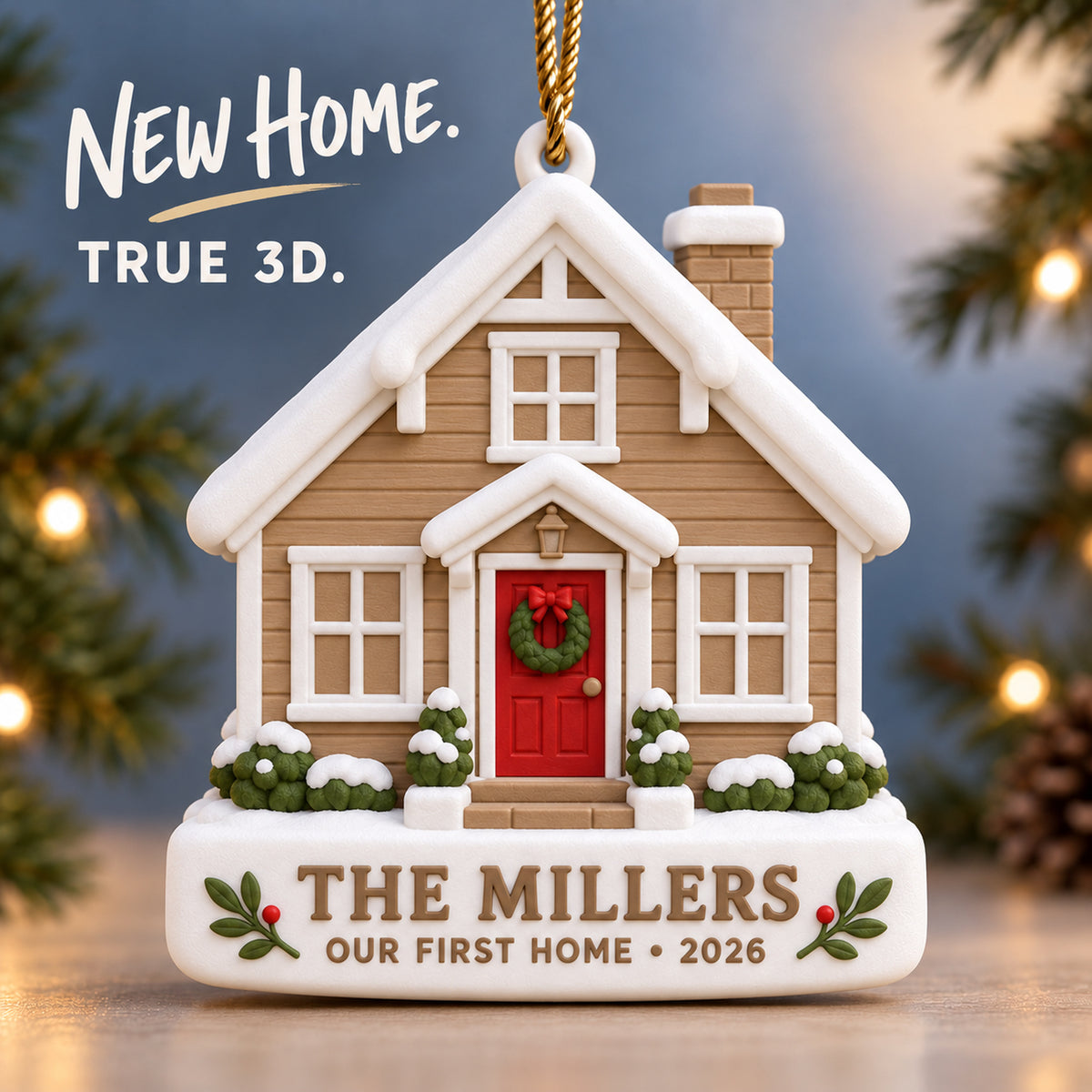 Personalized New Home House 3D Ornament - Custom Christmas Keepsake - image 1