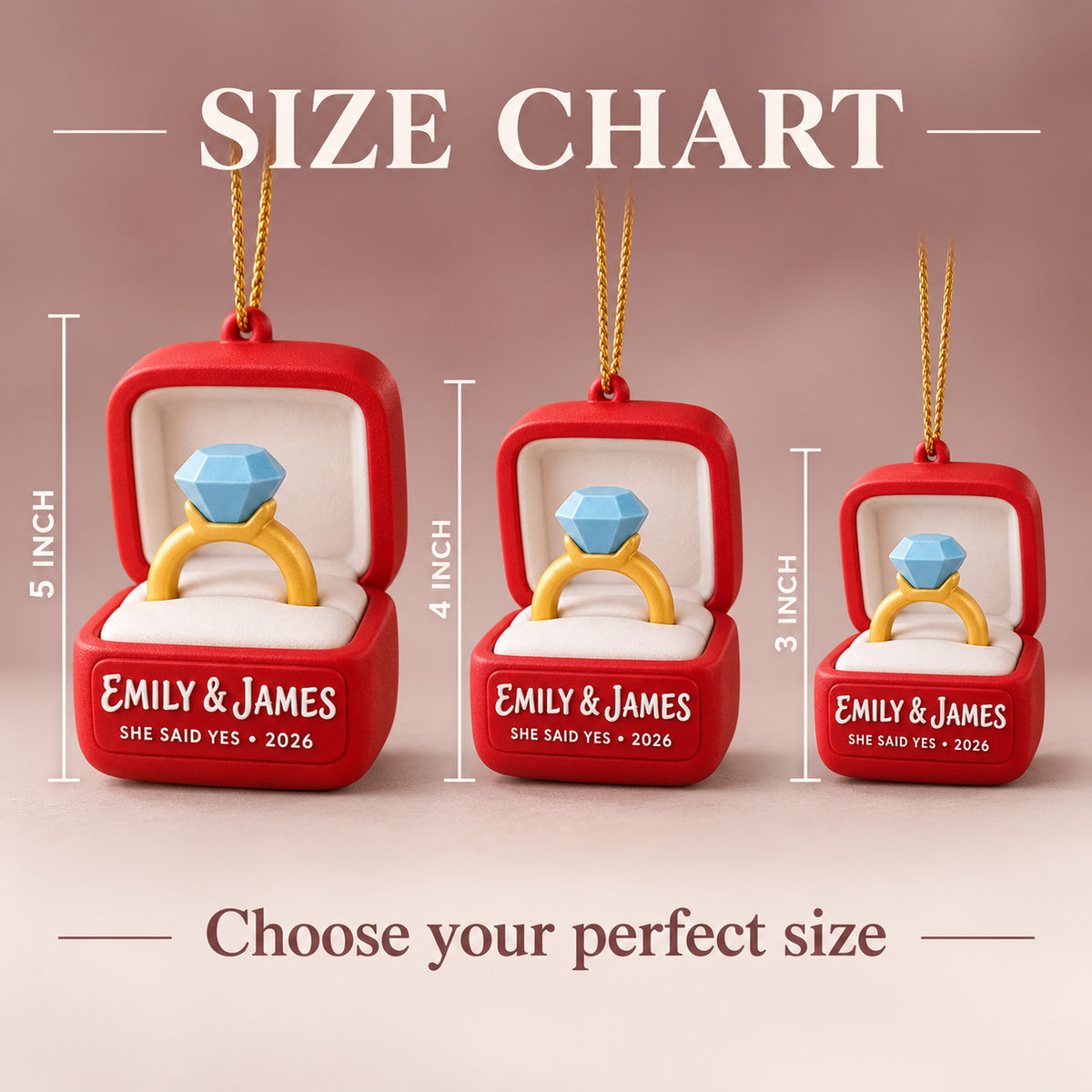 Personalized Engagement Ring Box 3D Ornament - Custom Christmas Keepsake - image 5