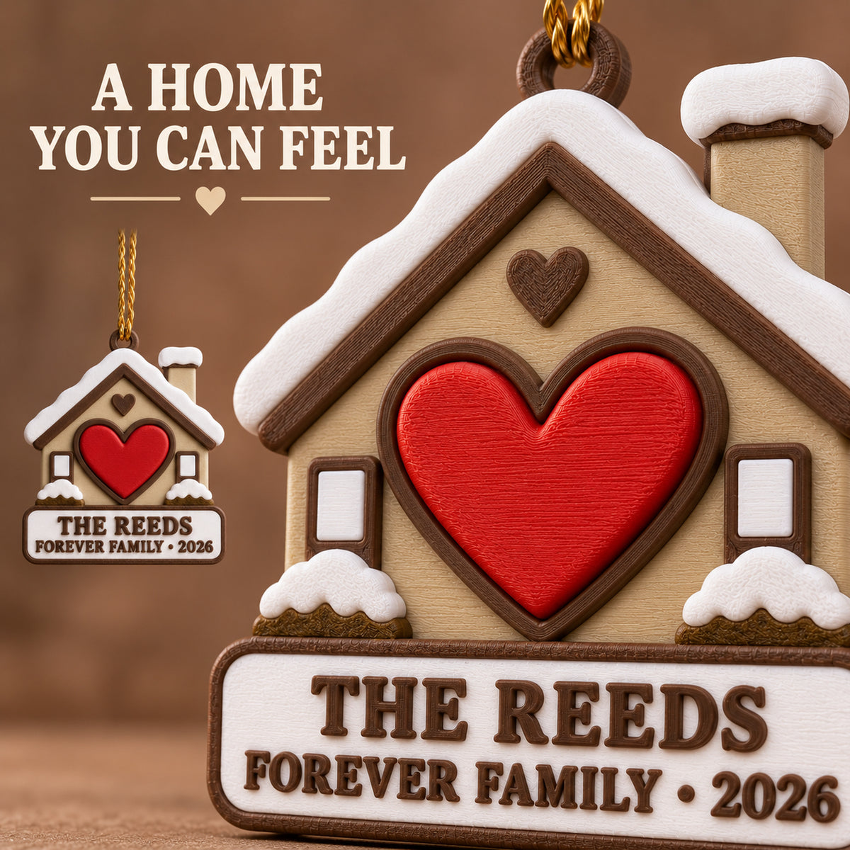 Personalized Adoption House Heart 3D Ornament - Custom Christmas Keepsake - image 6