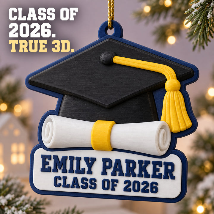 Personalized Graduation Cap Diploma 3D Ornament - Custom Christmas Keepsake - image 1
