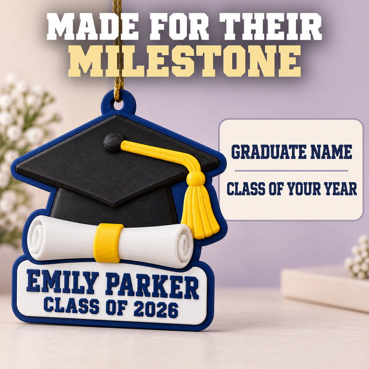 Personalized Graduation Cap Diploma 3D Ornament - Custom Christmas Keepsake - image 7