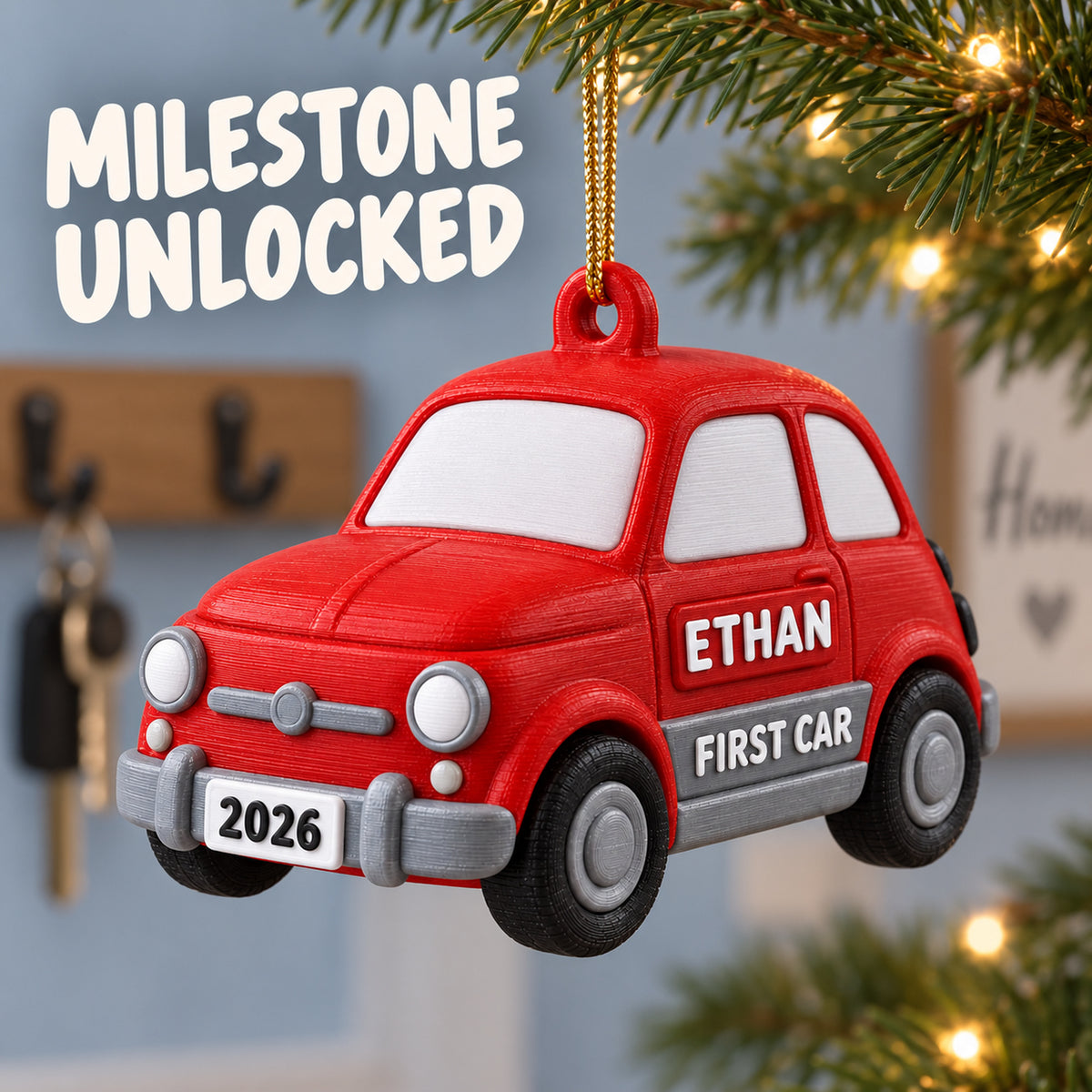 Personalized First Car 3D Ornament - Custom Christmas Keepsake - image 2