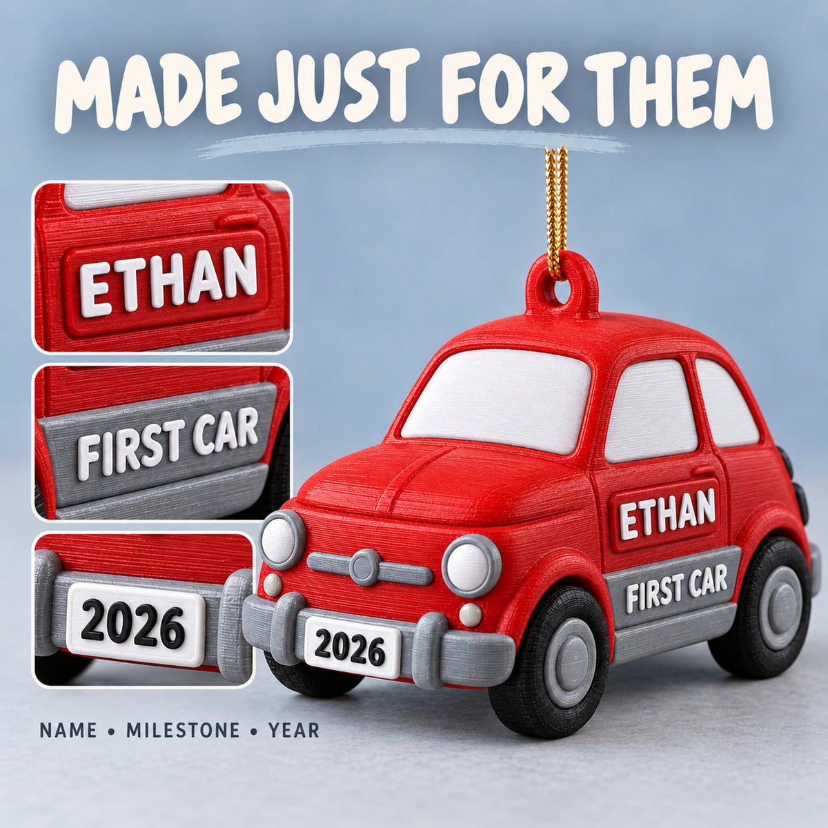 Personalized First Car 3D Ornament - Custom Christmas Keepsake - image 7