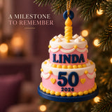 Personalized Milestone Birthday Cake 3D Ornament - Custom Christmas Keepsake - image 2