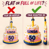 Personalized Milestone Birthday Cake 3D Ornament - Custom Christmas Keepsake - image 3