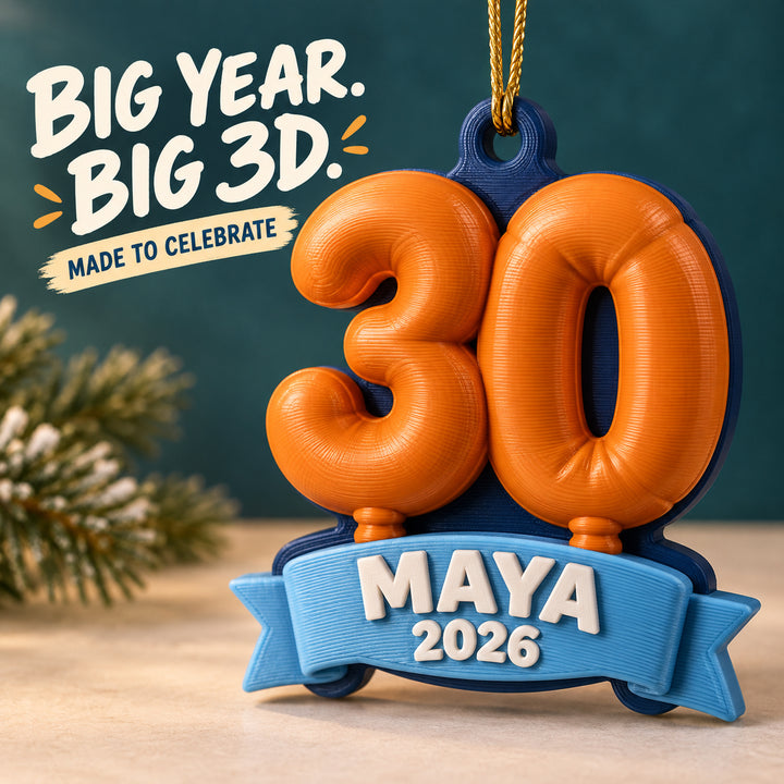 Personalized Milestone Number Balloon 3D Ornament - Custom Christmas Keepsake - image 1