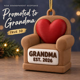 Personalized New Grandparent Chair Heart 3D Ornament - Custom Christmas Keepsake - image 1