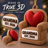 Personalized New Grandparent Chair Heart 3D Ornament - Custom Christmas Keepsake - image 4