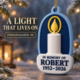 Personalized Memorial Candle 3D Ornament - Custom Christmas Keepsake - image 1