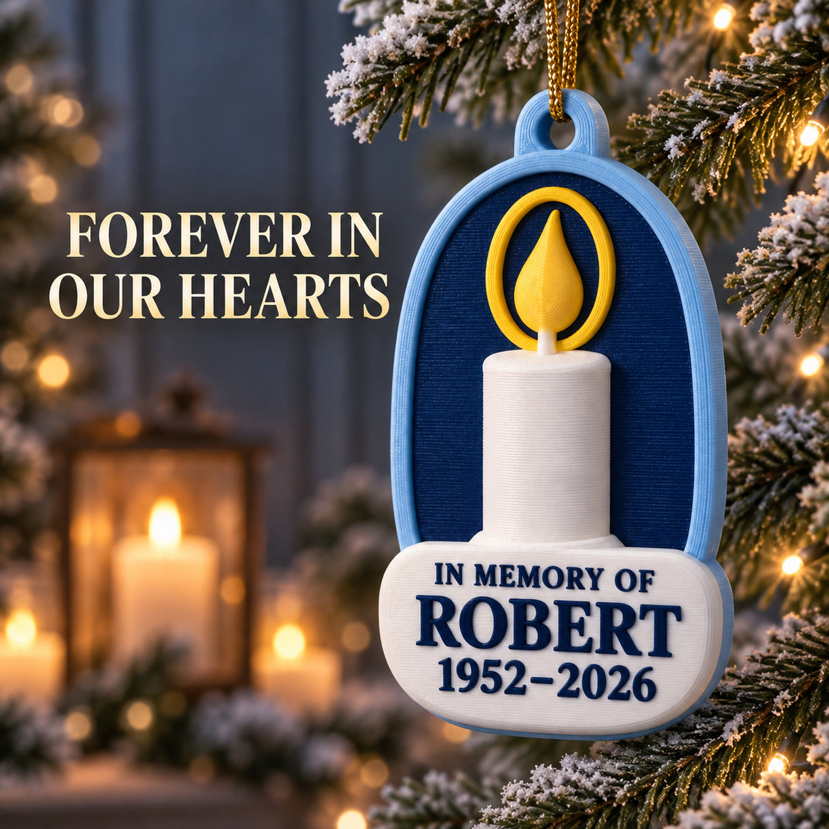 Personalized Memorial Candle 3D Ornament - Custom Christmas Keepsake - image 2