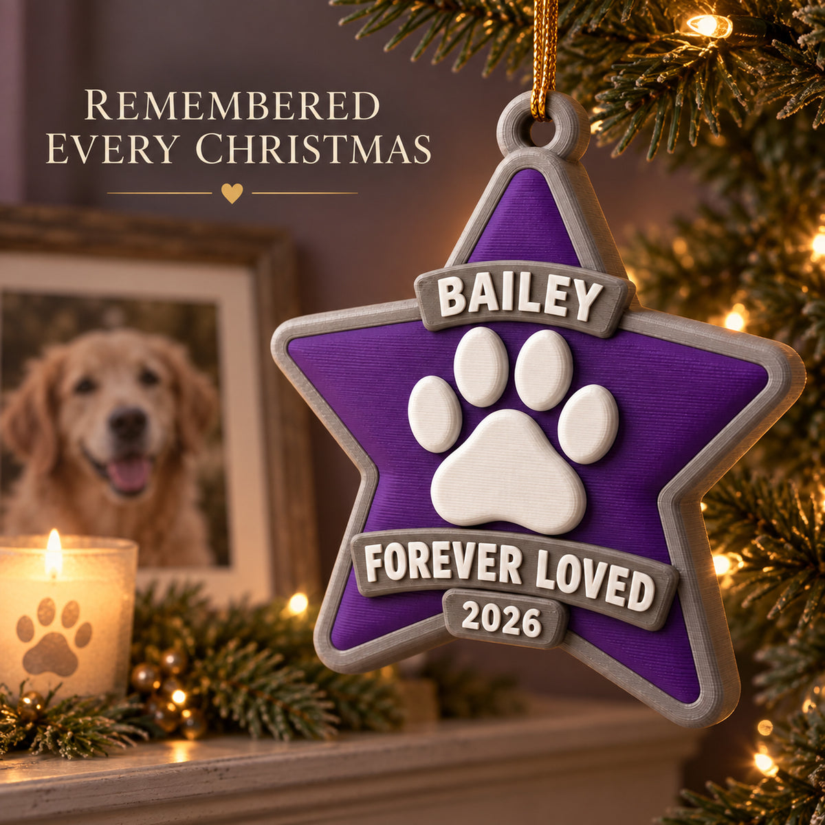 Personalized Memorial Star Paw 3D Ornament - Custom Christmas Keepsake - image 9