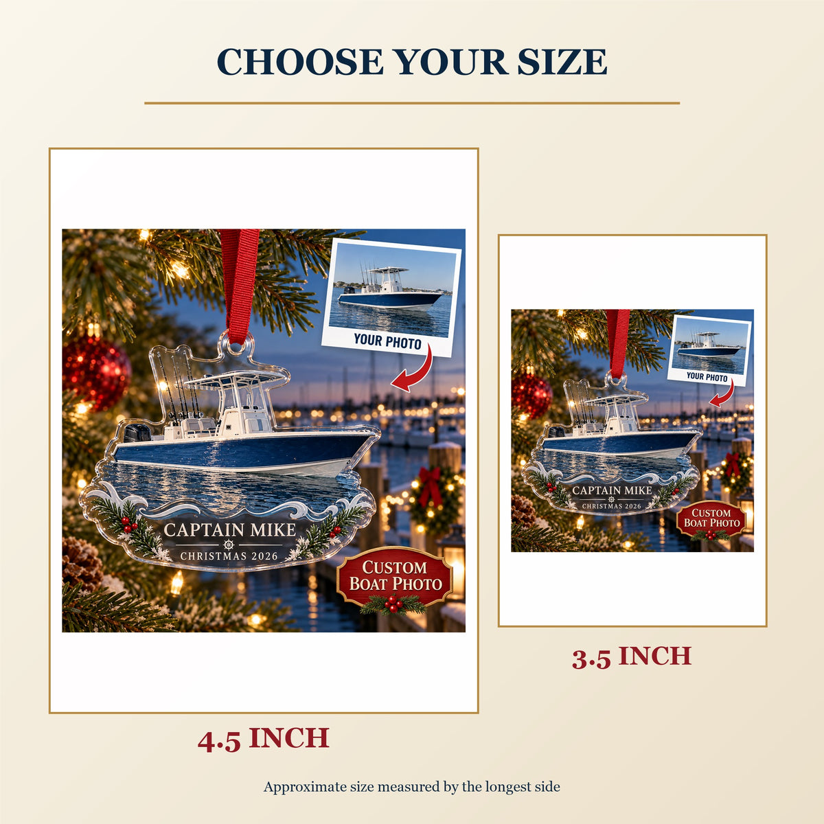 Personalized Fishing Boat Acrylic Ornament - Custom Photo Keepsake - image 3