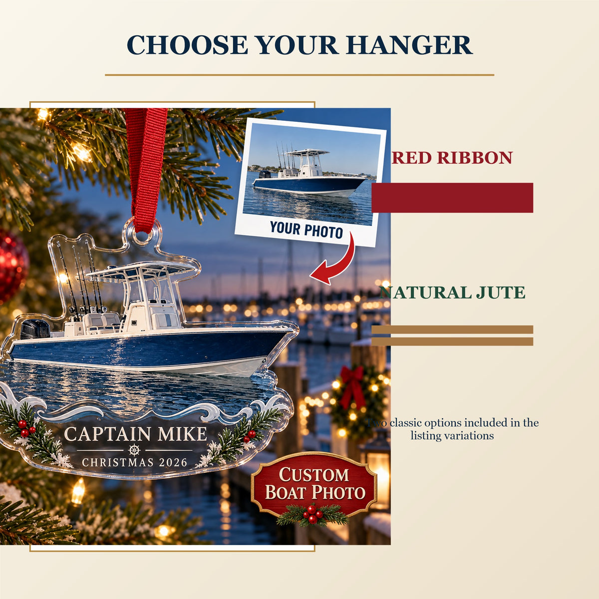 Personalized Fishing Boat Acrylic Ornament - Custom Photo Keepsake - image 8