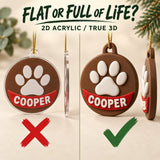 Personalized Raised Paw Name 3D Ornament - Custom Christmas Keepsake - image 3