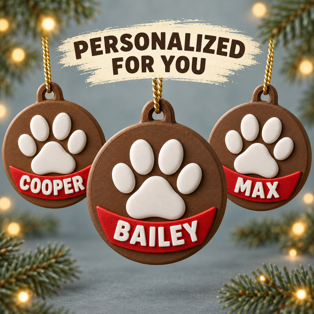 Personalized Raised Paw Name 3D Ornament - Custom Christmas Keepsake - image 7