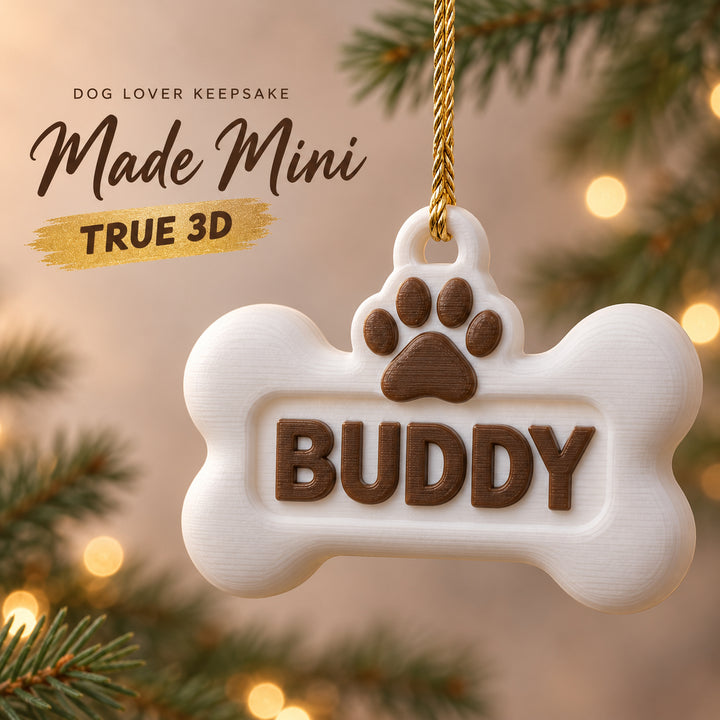 Personalized Dog Bone 3D Ornament - Custom Christmas Keepsake - image 1