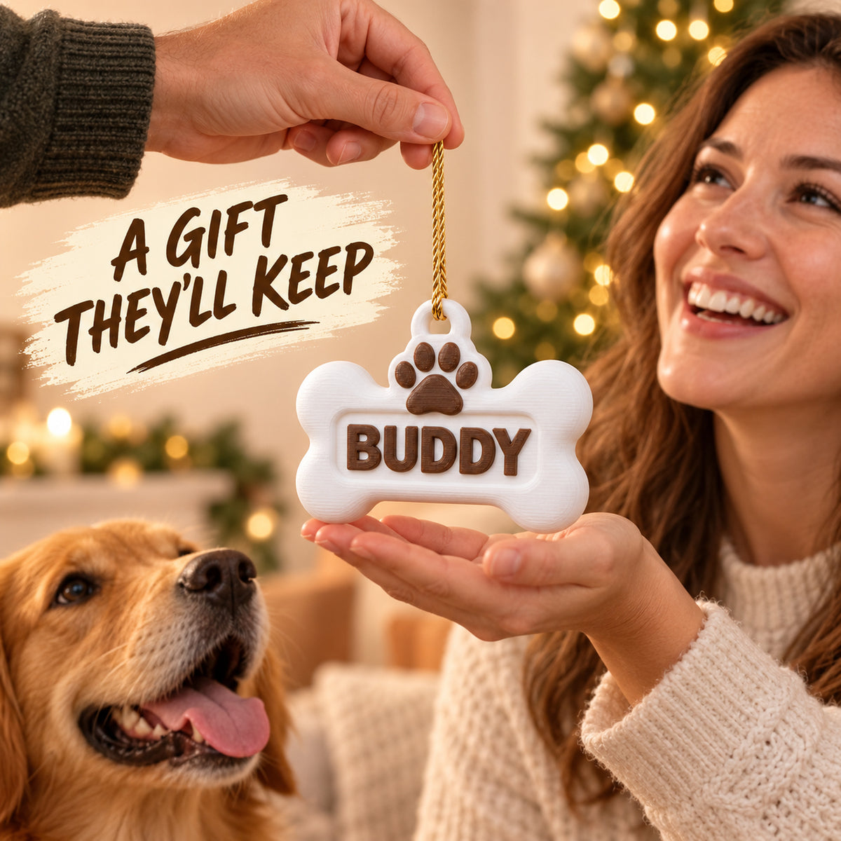Personalized Dog Bone 3D Ornament - Custom Christmas Keepsake - image 8