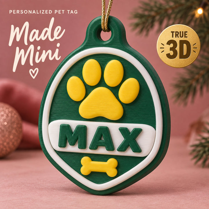 Personalized Collar Tag 3D Ornament - Custom Christmas Keepsake - image 1
