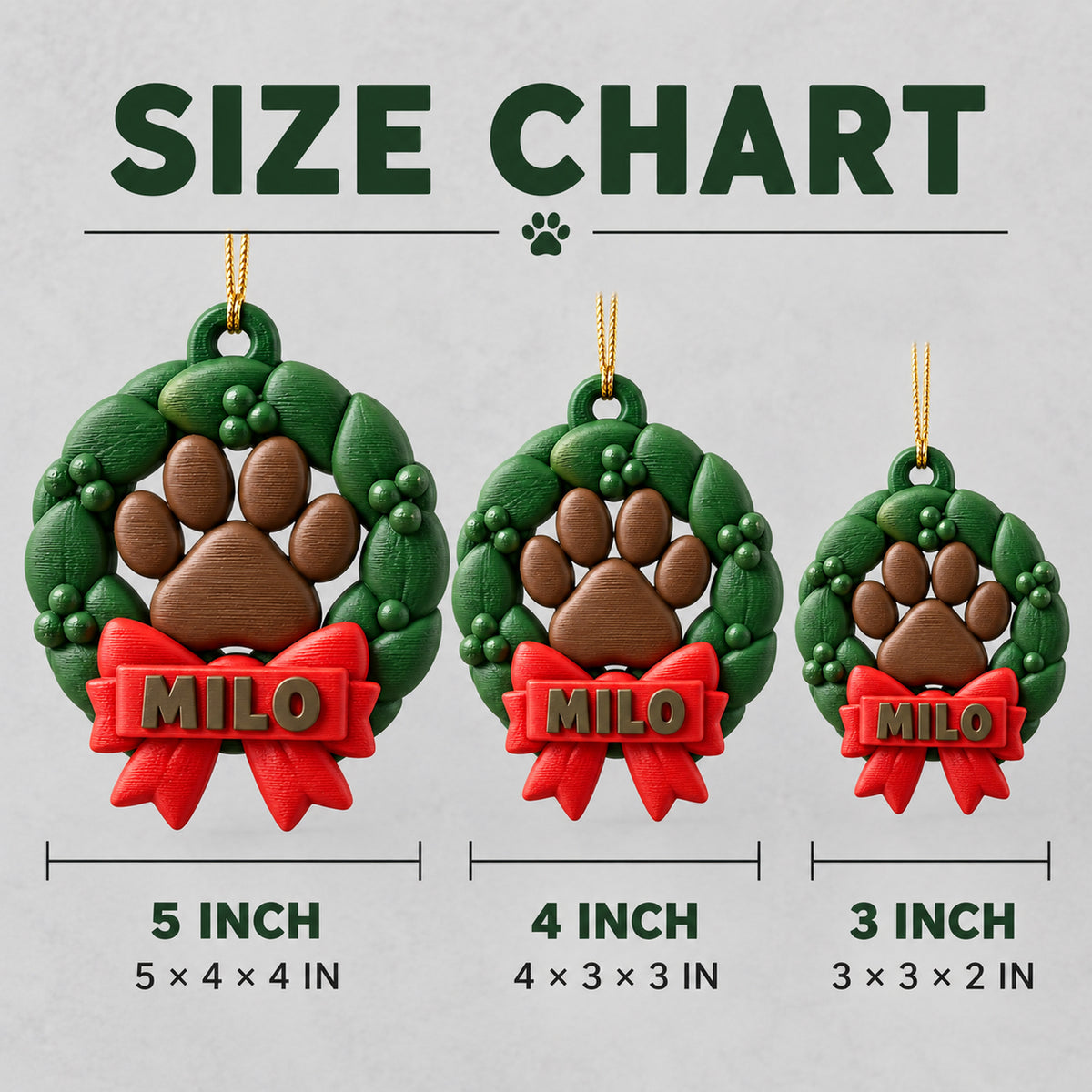 Personalized Paw Wreath 3D Ornament - Custom Christmas Keepsake - image 5