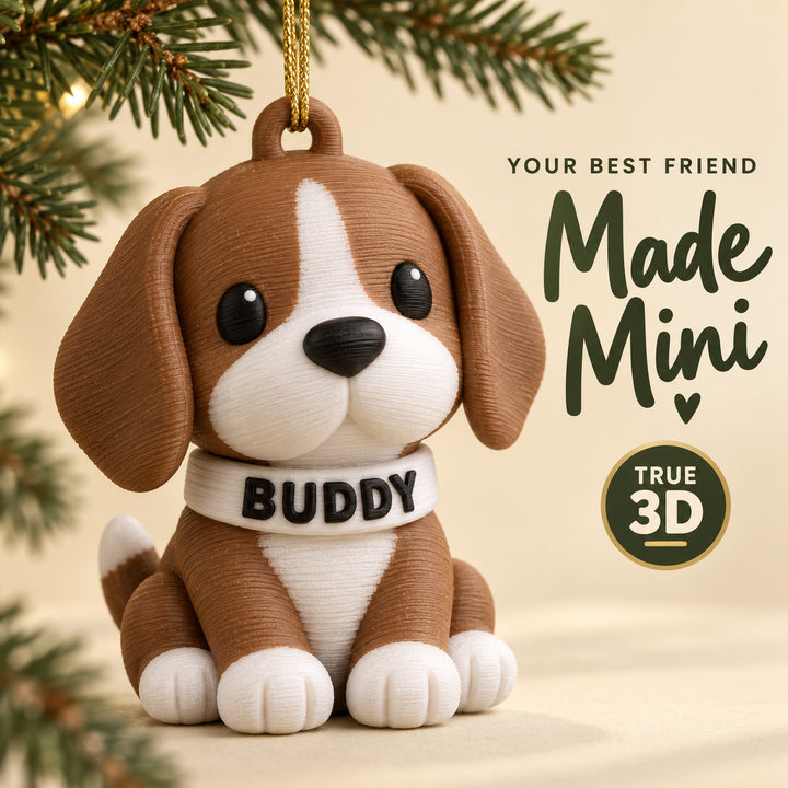 Personalized Chibi Dog 3D Ornament - Custom Christmas Keepsake - image 1