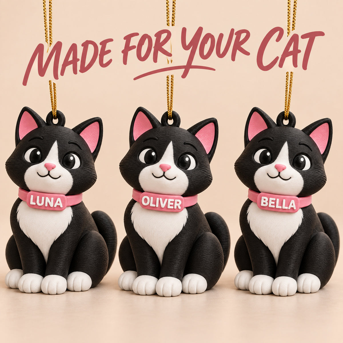 Personalized Sitting Cat 3D Ornament - Custom Christmas Keepsake - image 7