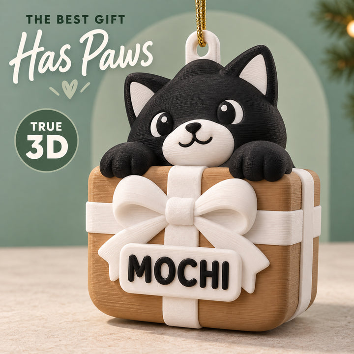 Personalized Cat Gift Box 3D Ornament - Custom Christmas Keepsake - image 1