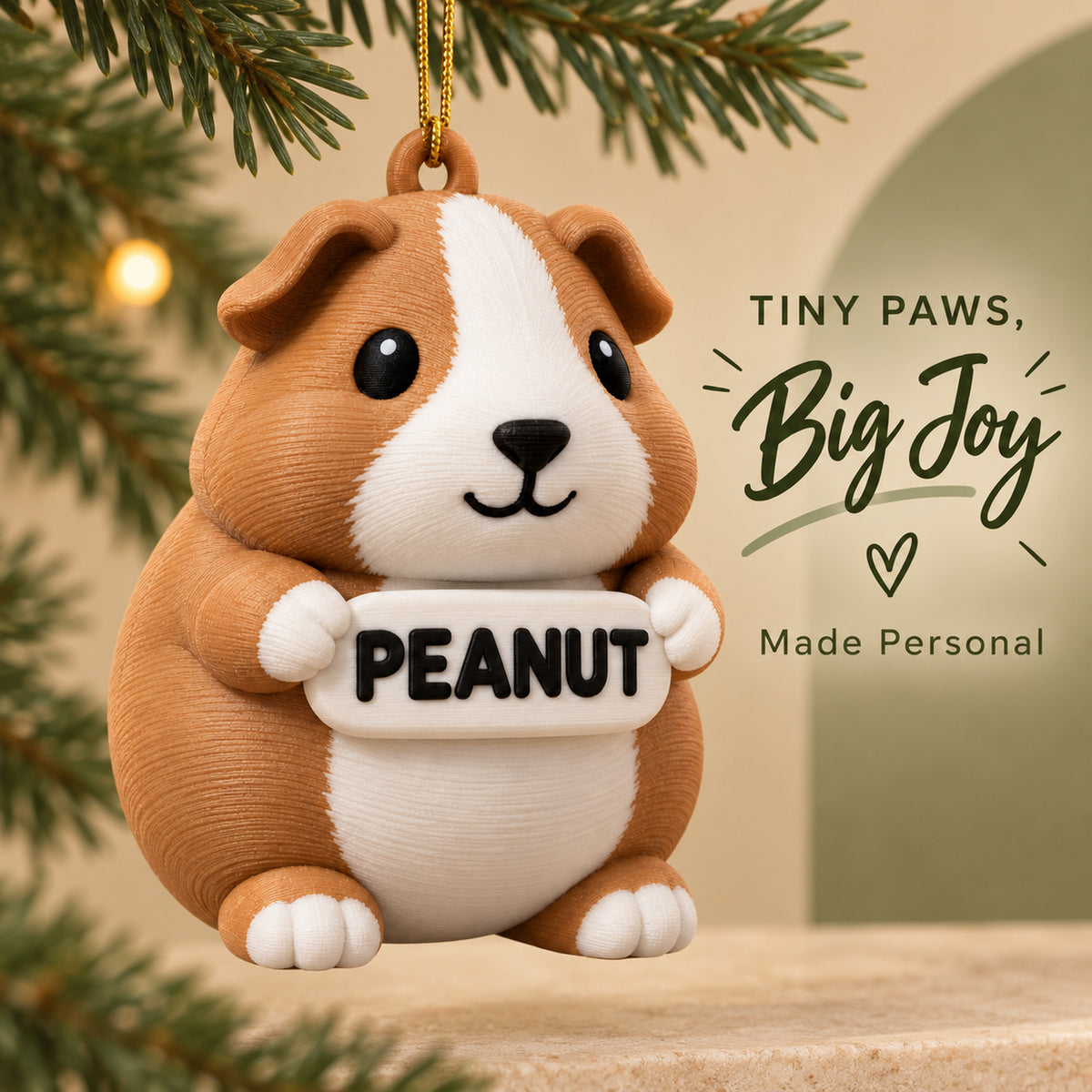 Personalized Guinea Pig 3D Ornament - Custom Christmas Keepsake - image 2
