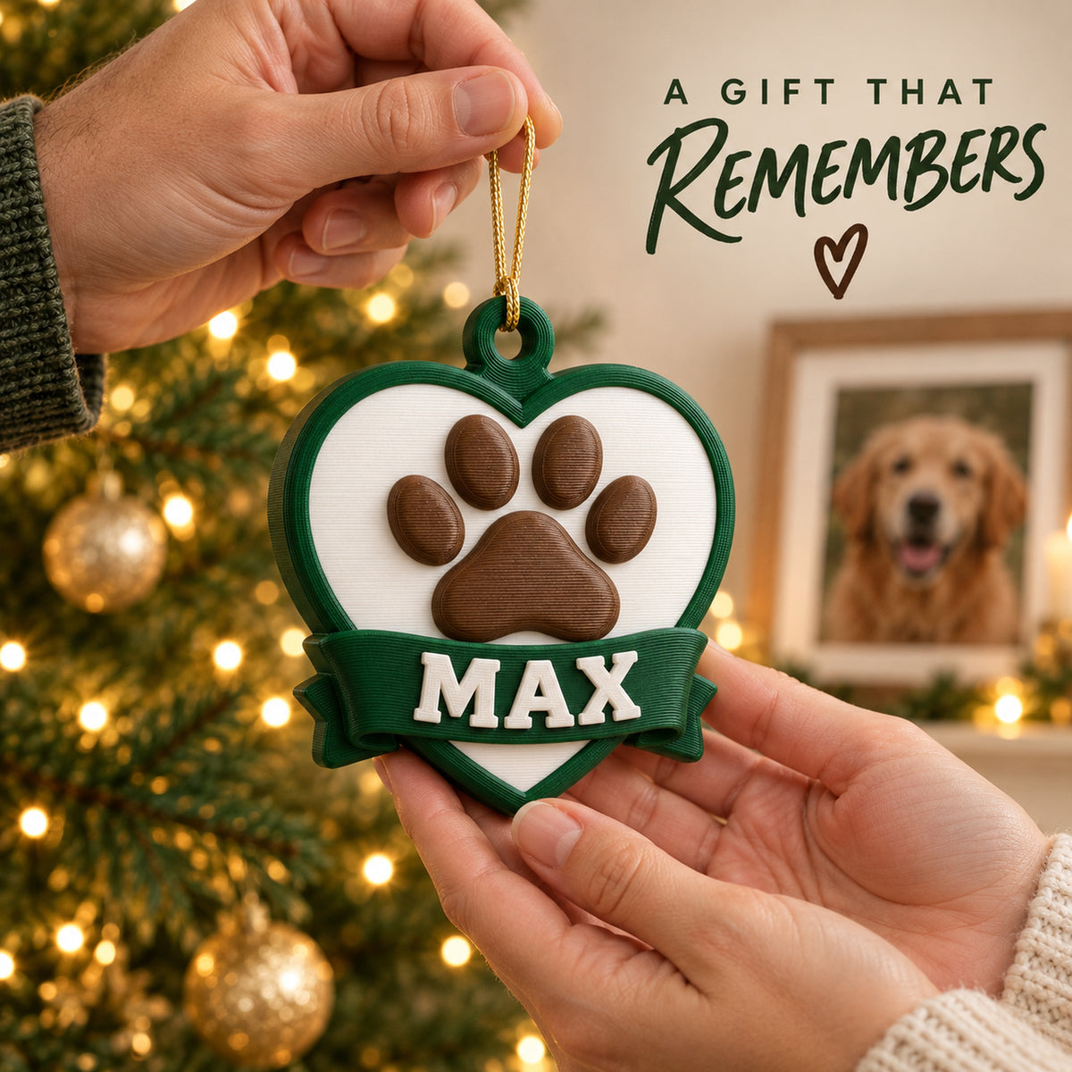 Personalized Memorial Heart Paw 3D Ornament - Custom Christmas Keepsake - image 8